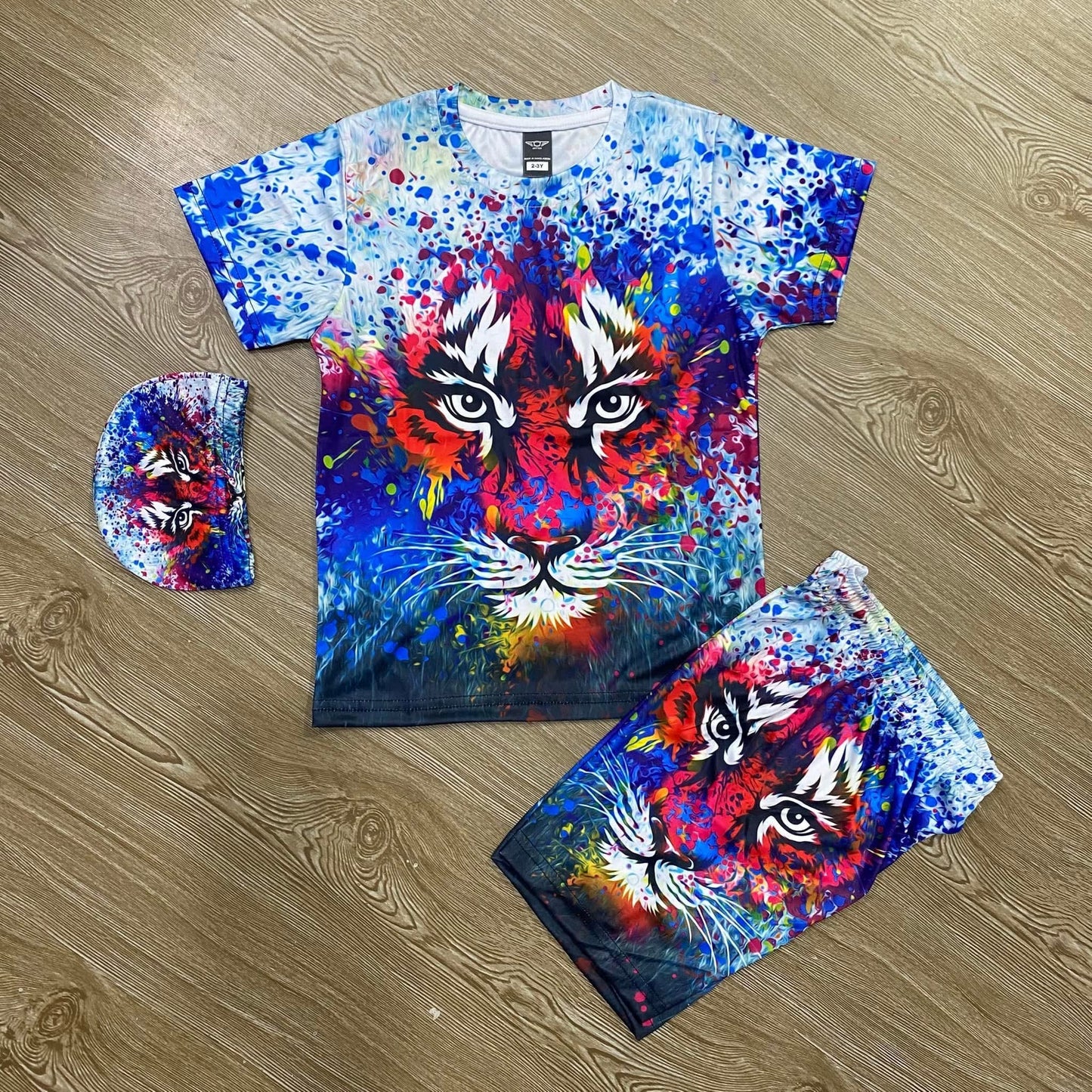 TIGER KIDS TOP BOTTOM SET WITH CAP (JERSEY MATERIAL)