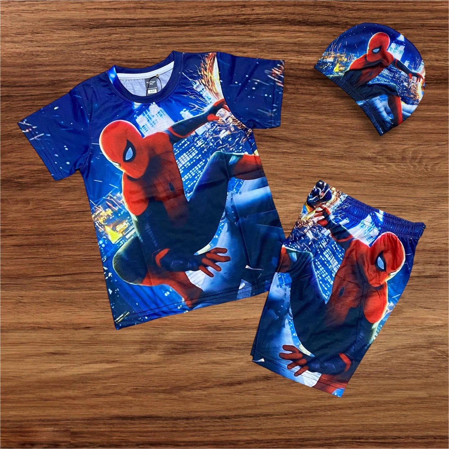 SPIDERMAN KIDS TOP BOTTOM SET WITH CAP (COTTON MATERIAL)