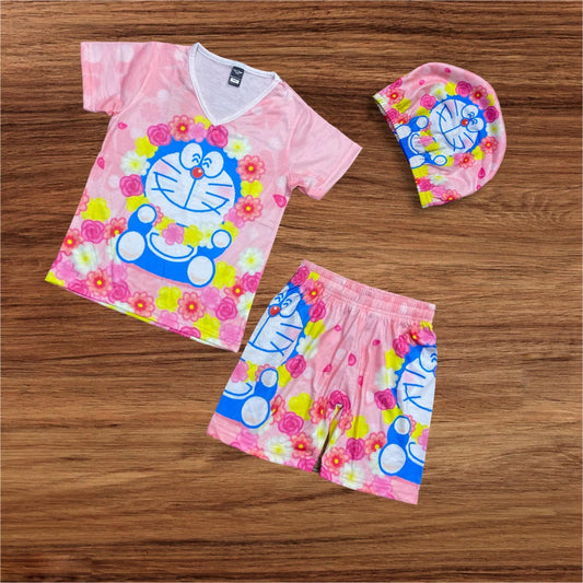 DORIMON KIDS TOP BOTTOM SET WITH CAP (COTTON MATERIAL)