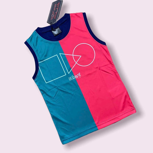 KIDS SUBLIMATION PRINTSLEEVELESS T-SHIRT (SPORTS JERSEY MATERIAL)