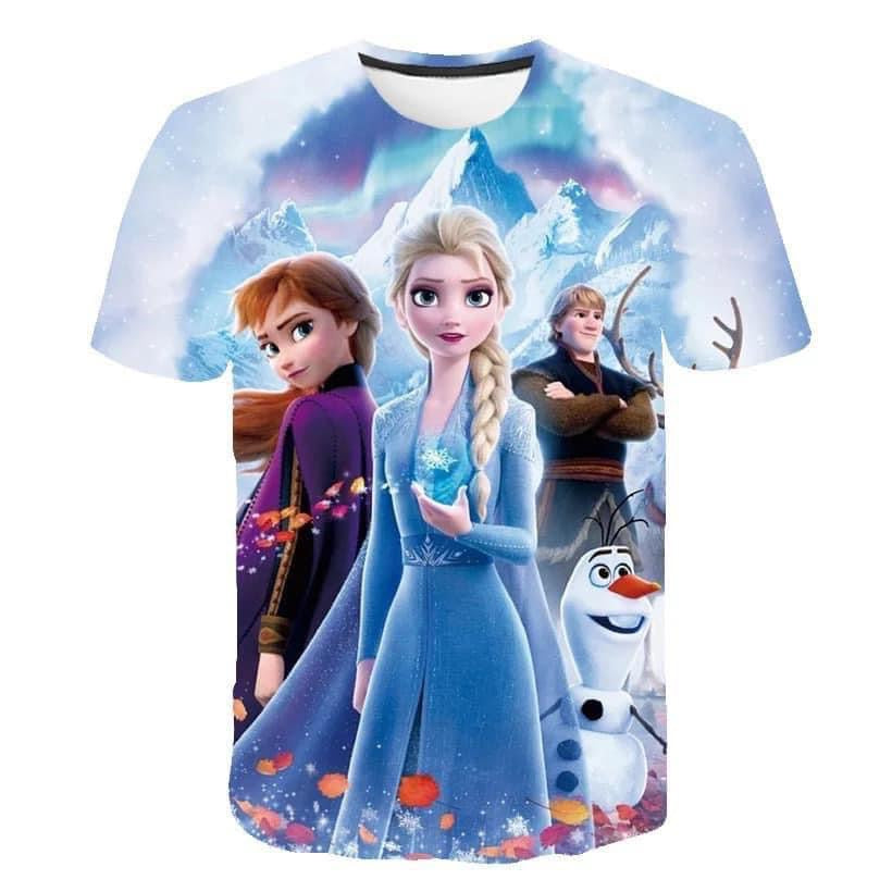 GIRLS 3D PRINT FROZEN T-SHIRT