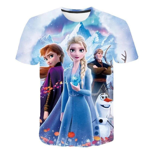GIRLS 3D PRINT FROZEN T-SHIRT