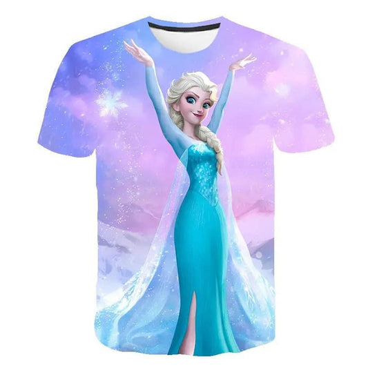 GIRLS 3D PRINT ELSA T-SHIRT