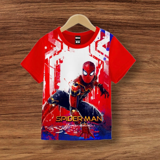 SPIDERMAN RED KIDS 3D PRINT T-SHIRT